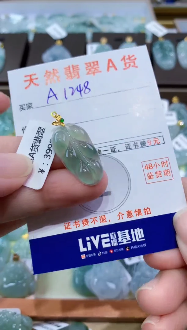 颈饰18K金镶嵌翡翠天然翡翠A货挂件