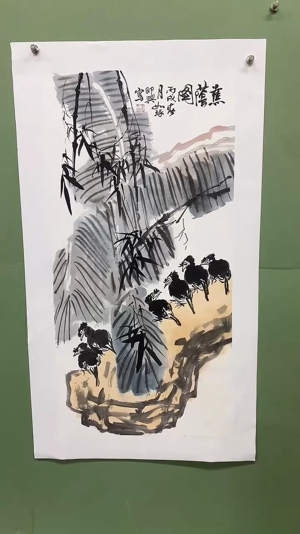 竖款精品三尺花鸟