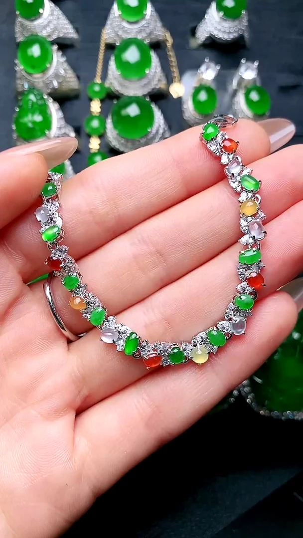 【闪购商品】翡翠手链银S925镶嵌手链