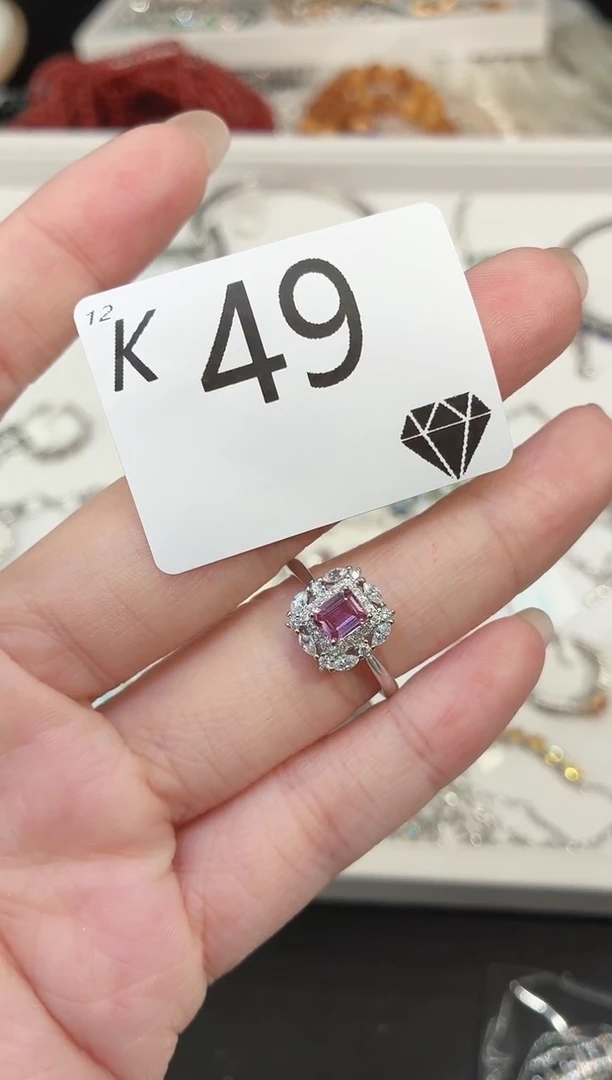 戒指蓝宝石银S925镶嵌?多样性发一K49