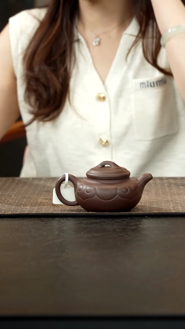 茶壶紫砂底槽青如意仿古160cc