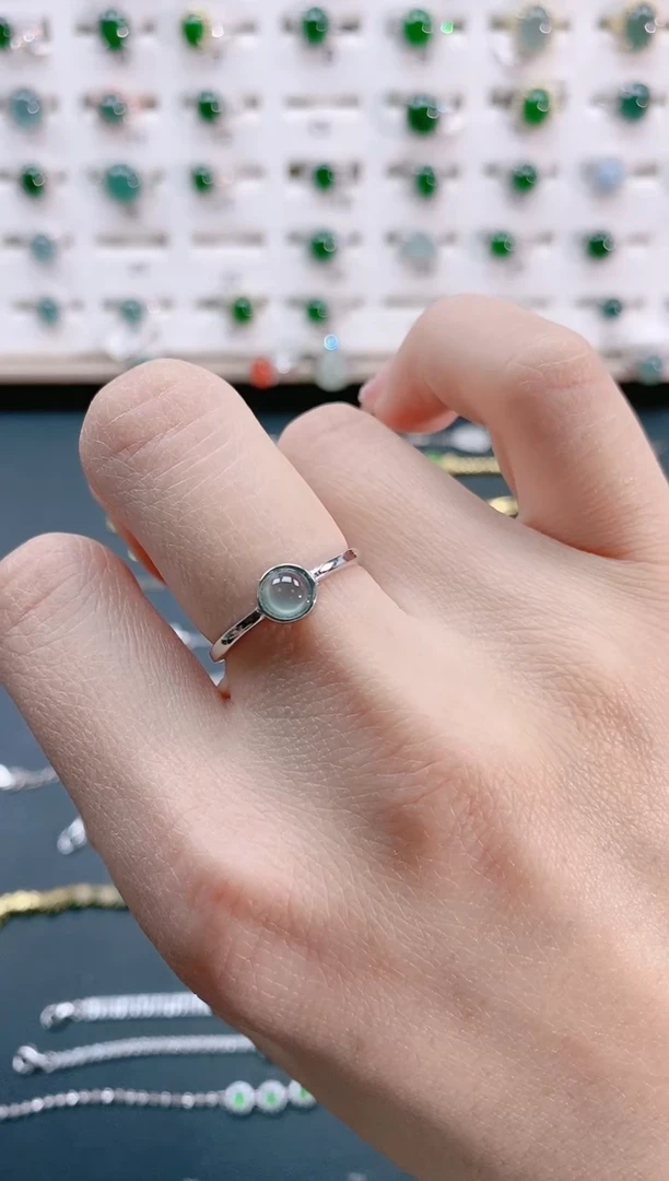 【闪购商品】翡翠戒指银S925镶嵌天然翡翠