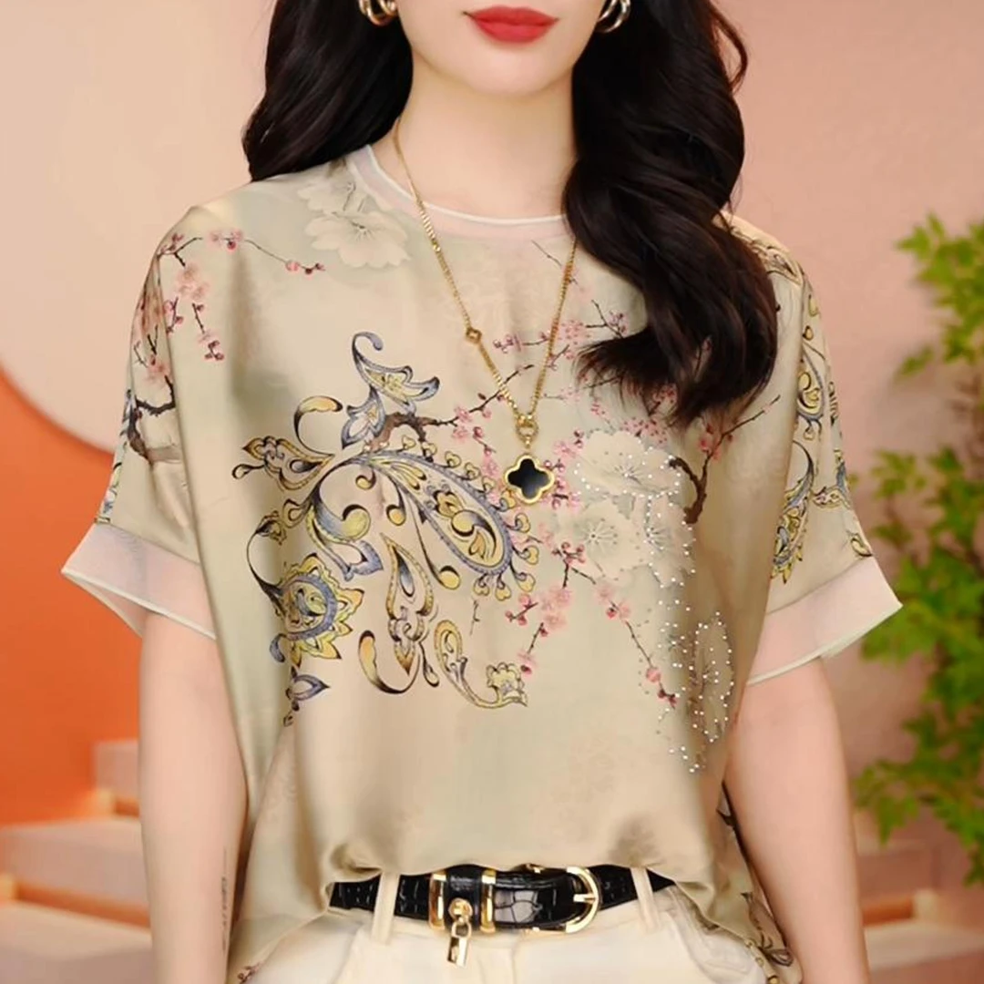 YC  新款时尚百搭优雅高端气质轻奢显瘦减龄洋气印花简约风上衣