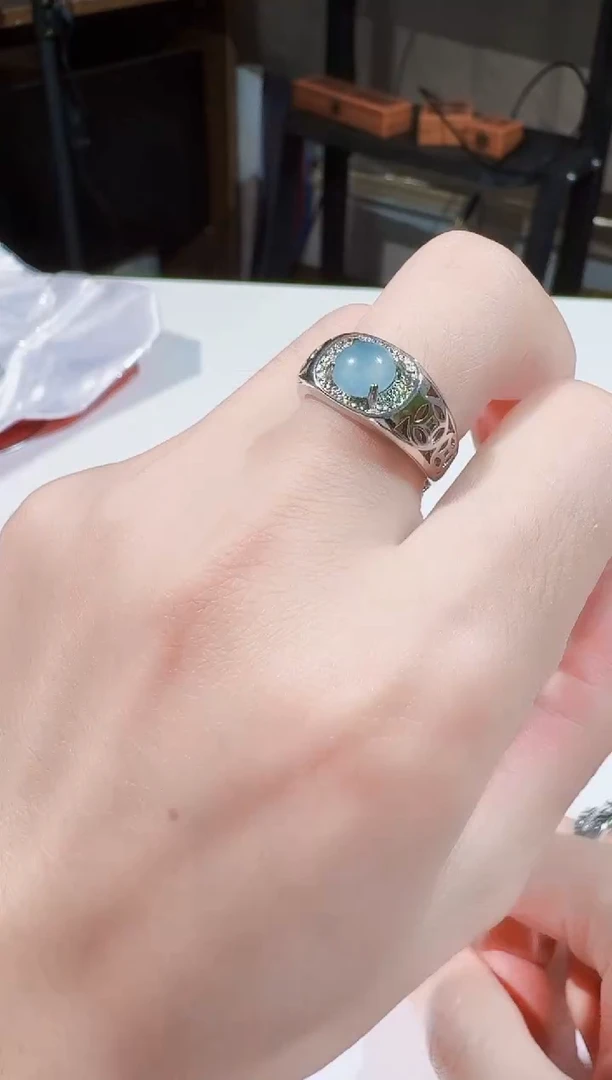 翡翠戒指14K金镶嵌天然A货翡翠a货戒指9006