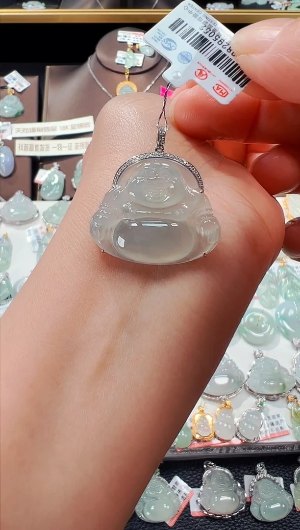 【闪购商品】翡翠吊坠(不含链)18K金镶嵌佛公吊坠052