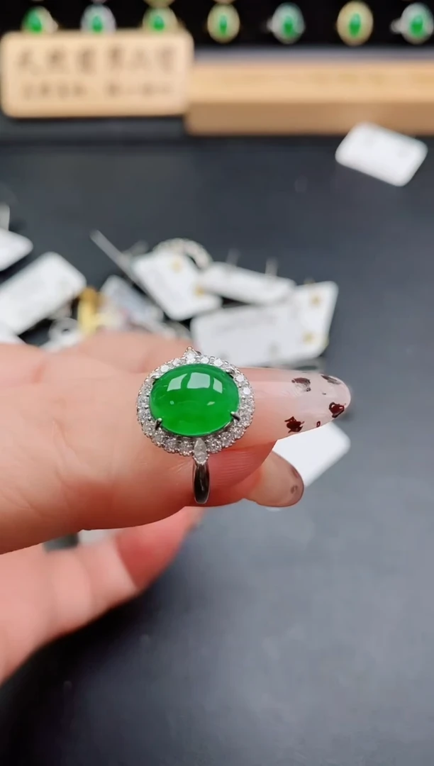 银S925镶嵌戒指翡翠1