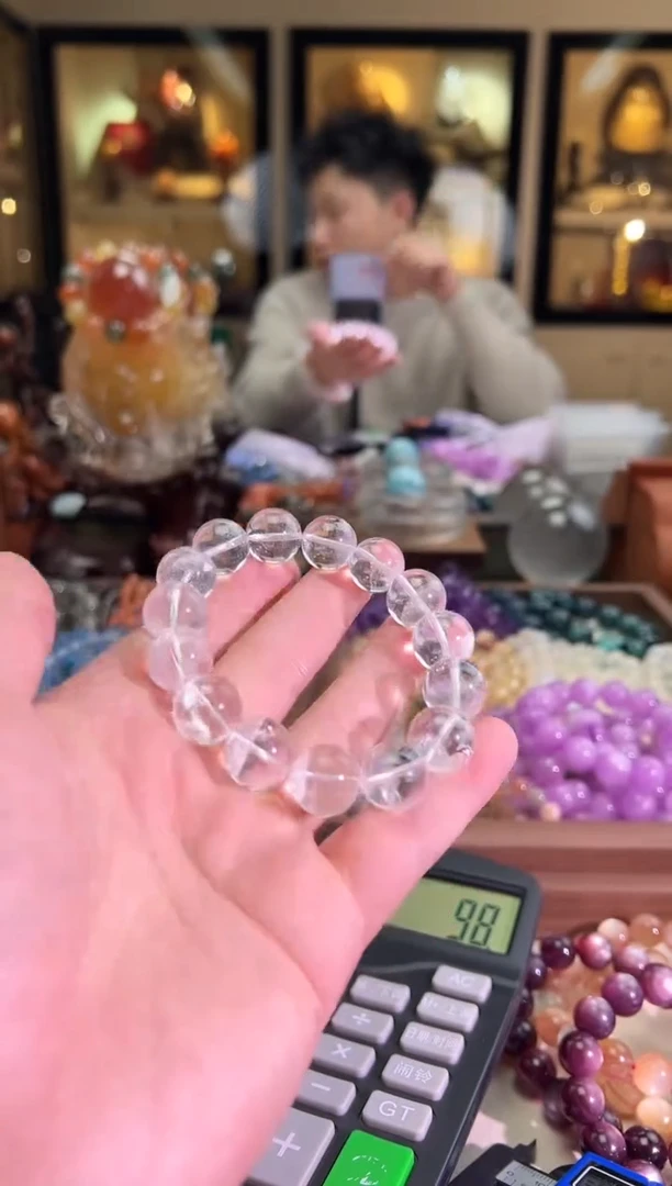 未镶嵌手链水晶潮****月15mm+白幽灵聚宝盆（多样性发一）