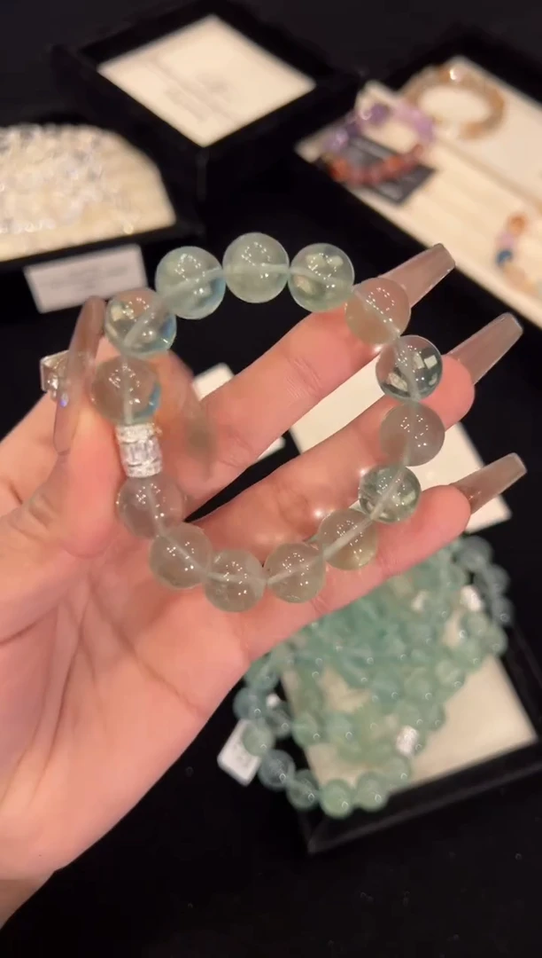 【闪购商品】水晶手链合金绿萤石手链x1416
