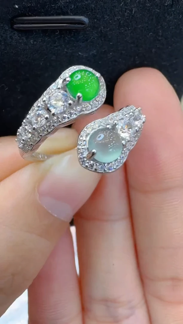 翡翠戒指银S925镶嵌多样性团购发一件