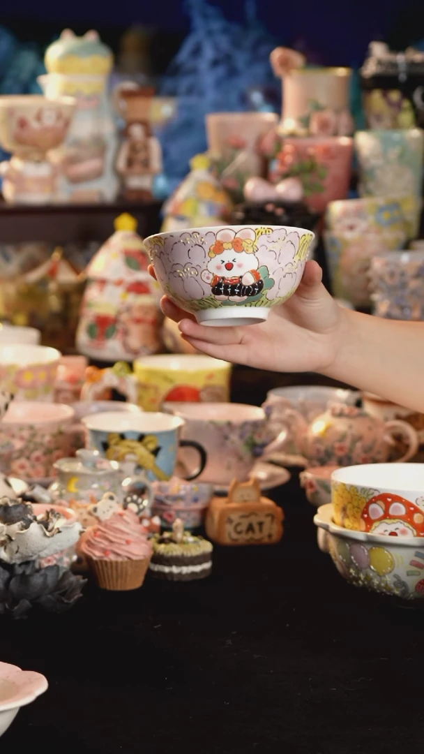 摆件陶景德镇釉下彩手绘设计师款陶瓷