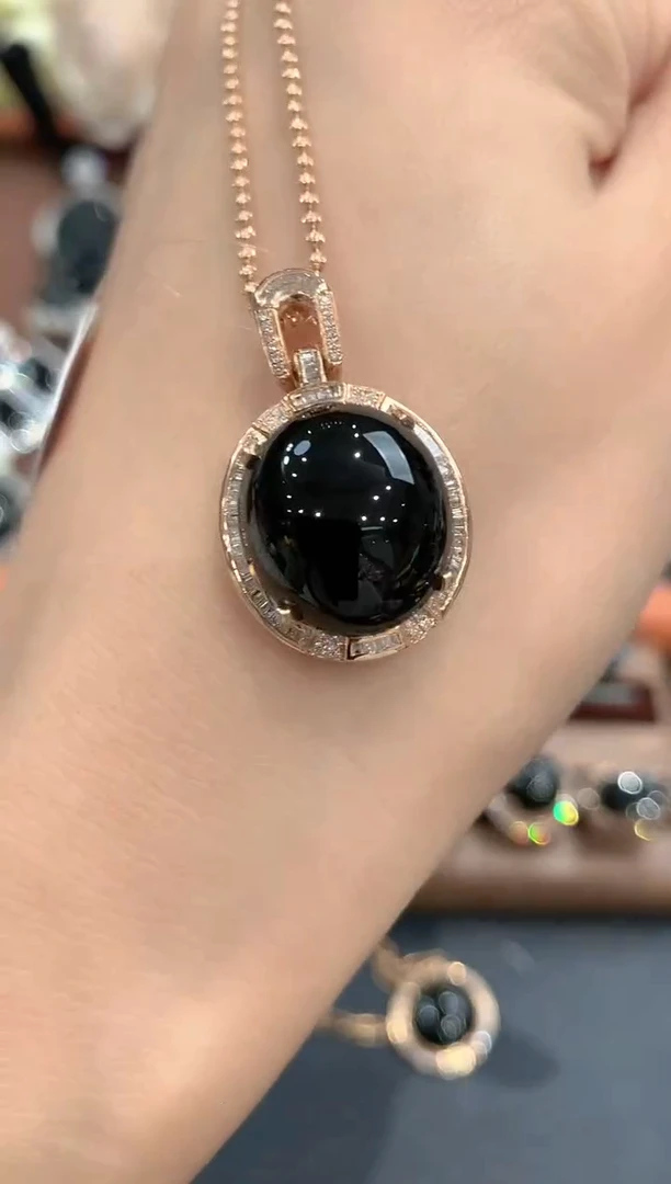吊坠(不含链)18K金镶嵌翡翠q90
