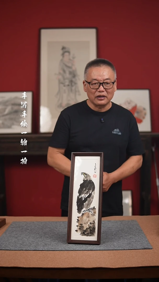 国画手绘-15*42摆台花鸟
