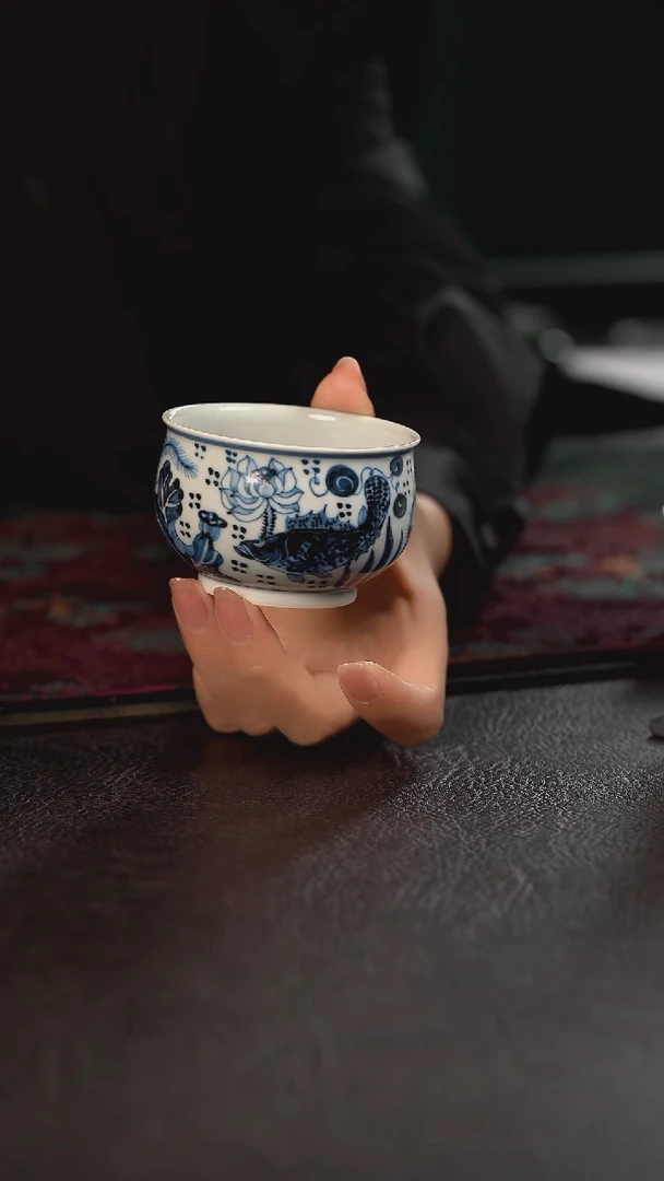 雲山敬古五福鱼藻钵钵杯