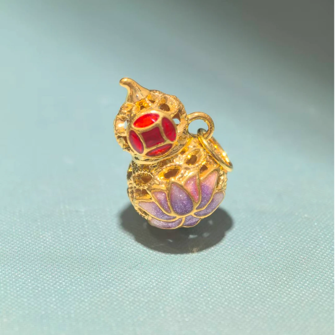 明牌珠宝楼哥甄选足金999 珐琅彩 铜钱葫芦 多样性发货
