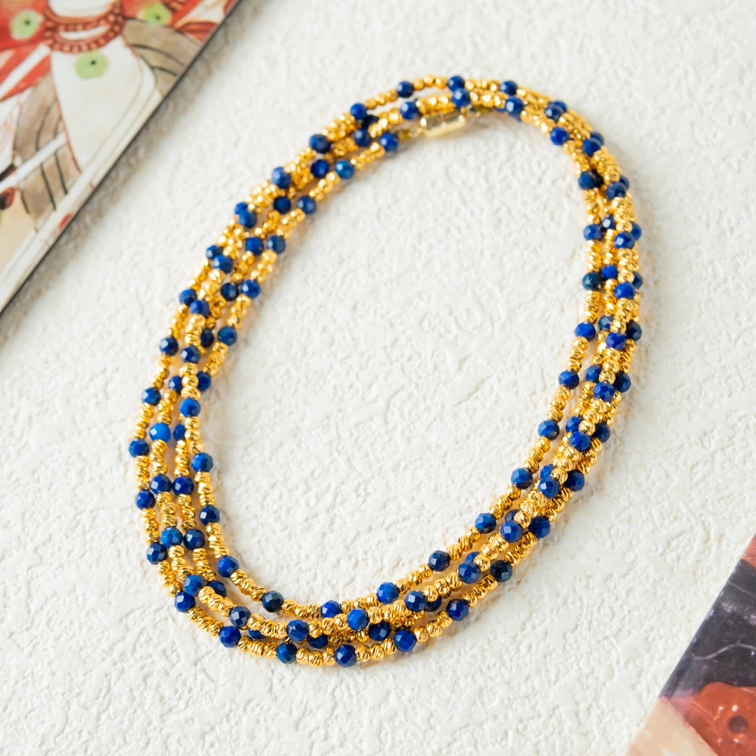 【18K·金】中佩·蓝夜星辰 青金石花瓣珠毛衣链锁骨链手链