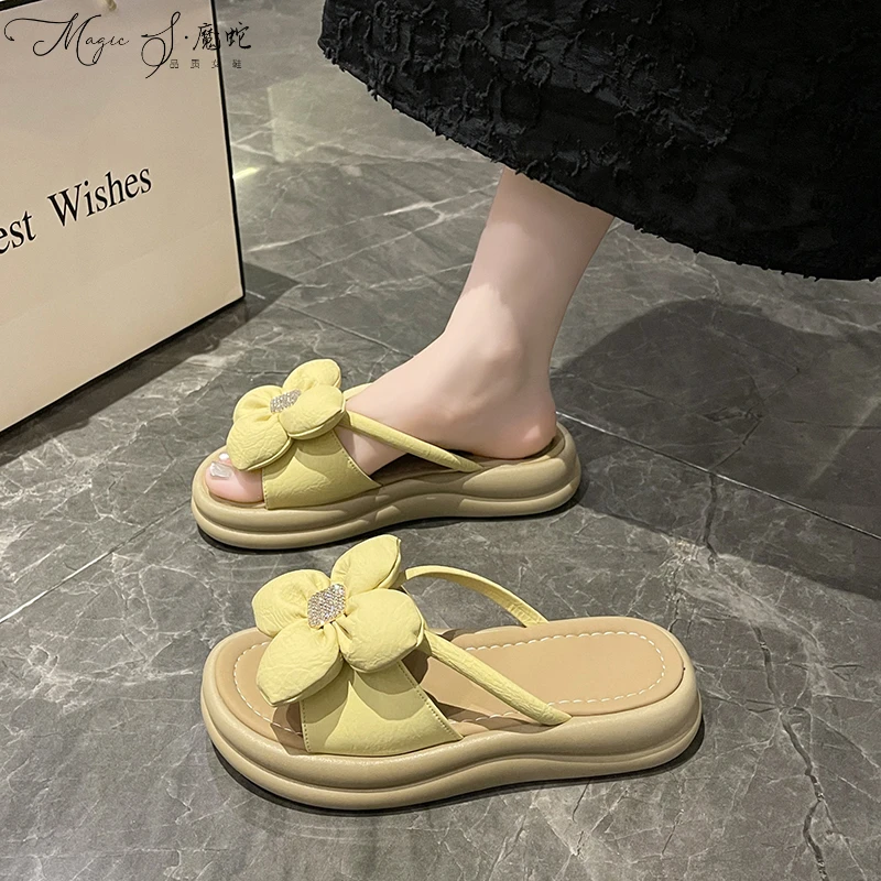 【万达撤柜】松糕厚底拖鞋女夏网红2025春夏新款配裙子法式时尚花