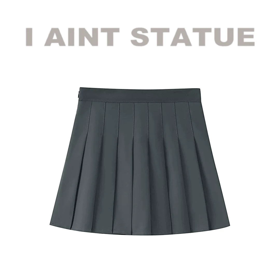 I AINT STATUE学院风A字高腰显瘦春夏百褶裙半身裤裙