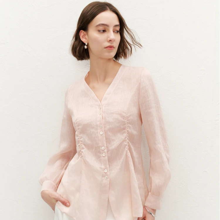 【商场同款】HPLY荷比俪25夏季新款女提花微收腰版衬衫HME26630189