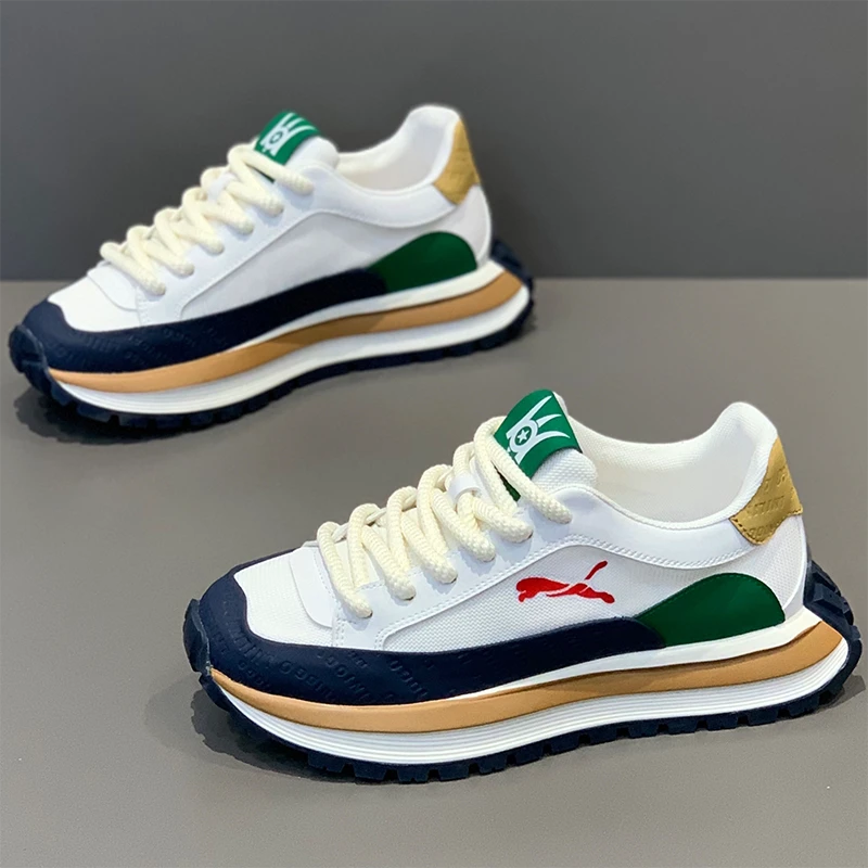 欧洲站男鞋2025新款夏季网面透气运动休闲厚底增高百搭小众鞋子