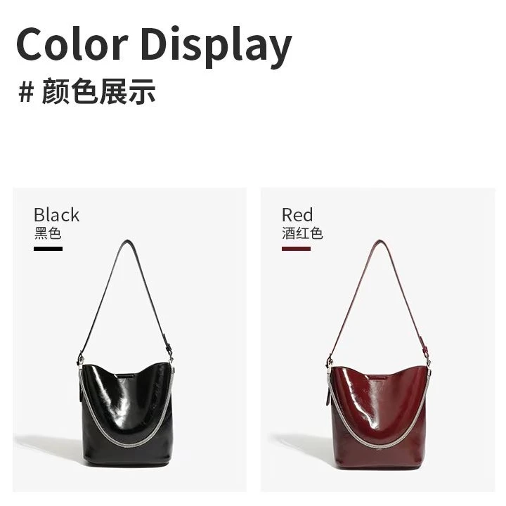 洋气水桶包女2025新款时尚包包油腊亮面单肩腋下包链条百搭斜挎包