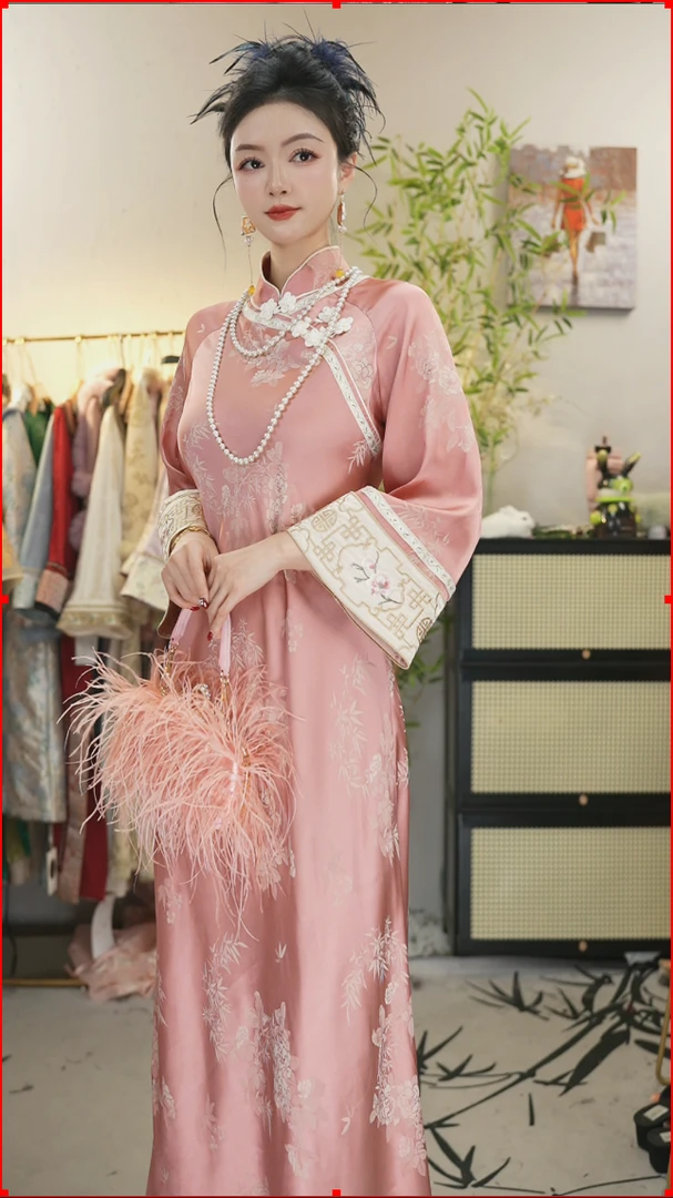 夏维莲2025春季新款日常中国风时尚气质新中式长款连衣裙（2553）