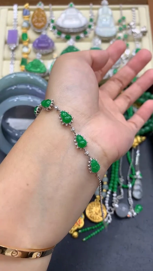 18K金镶嵌手链翡翠461-中国好珍宝