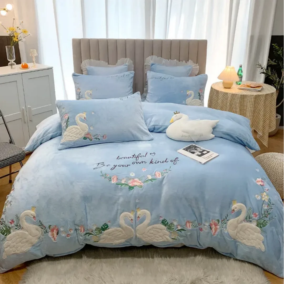 秋冬加厚高端牛奶绒四件套