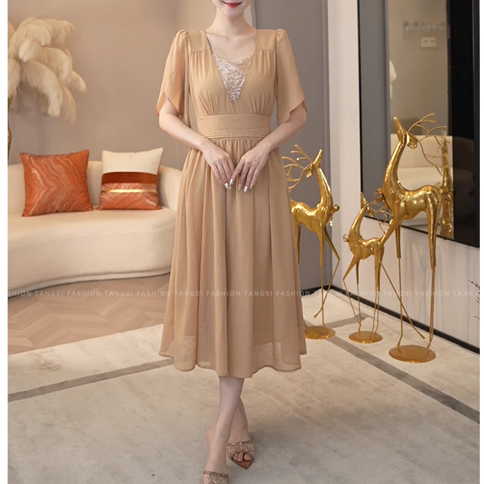 2025年夏季新款【LT-1136】轻奢法式设计感小众气质轻礼服连衣裙子