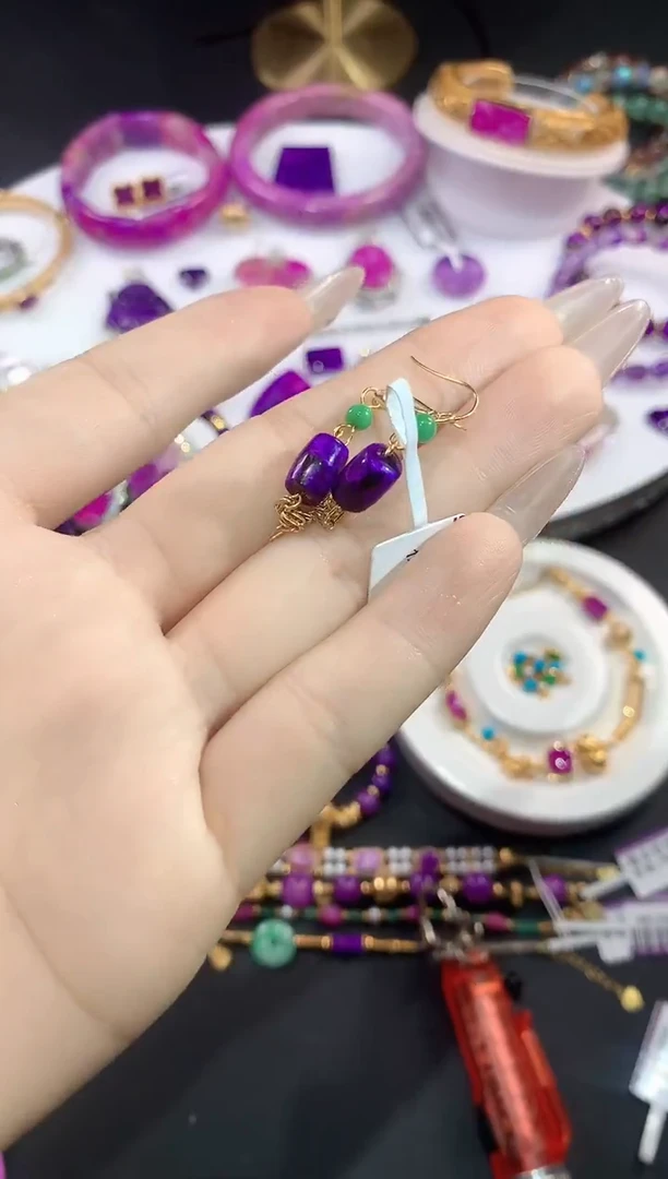 苏纪石（舒俱来）18K金镶嵌.耳饰