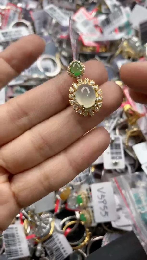 银S925镶嵌戒指翡翠555          1