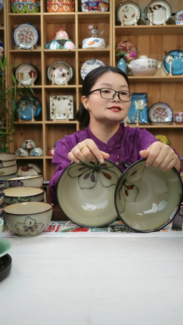 瓷片小可高温陶瓷餐具2只大碗