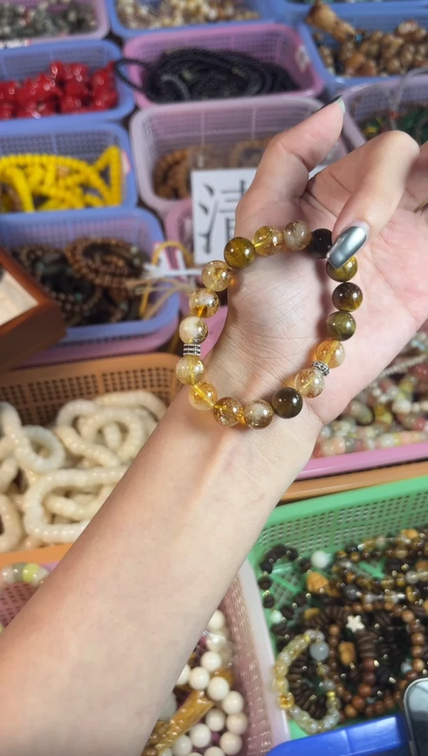 水晶手链未镶嵌1.0黄塔晶虎眼石单圈设计款