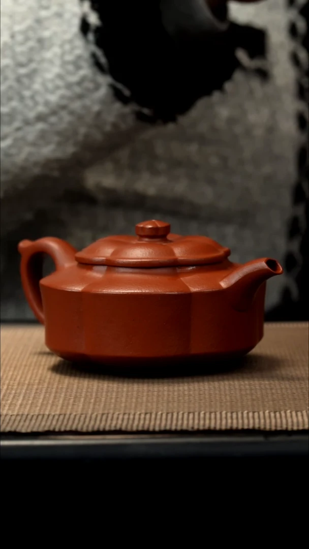 紫砂茶盏生砂朱泥梅花海棠210CC