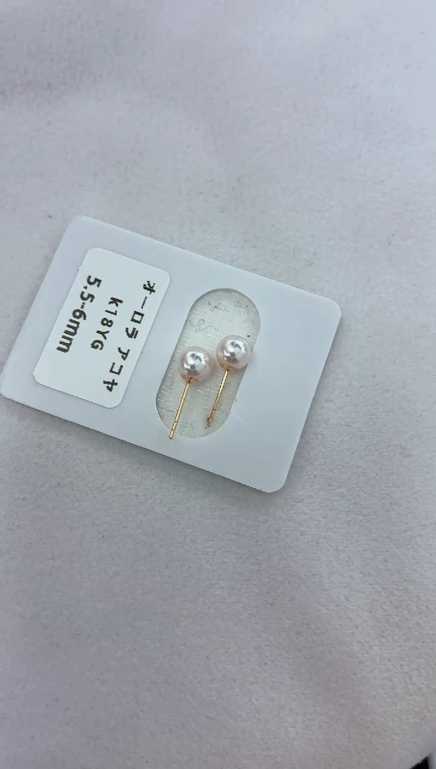 18K金镶嵌耳饰海水珍珠5.5-6素钉