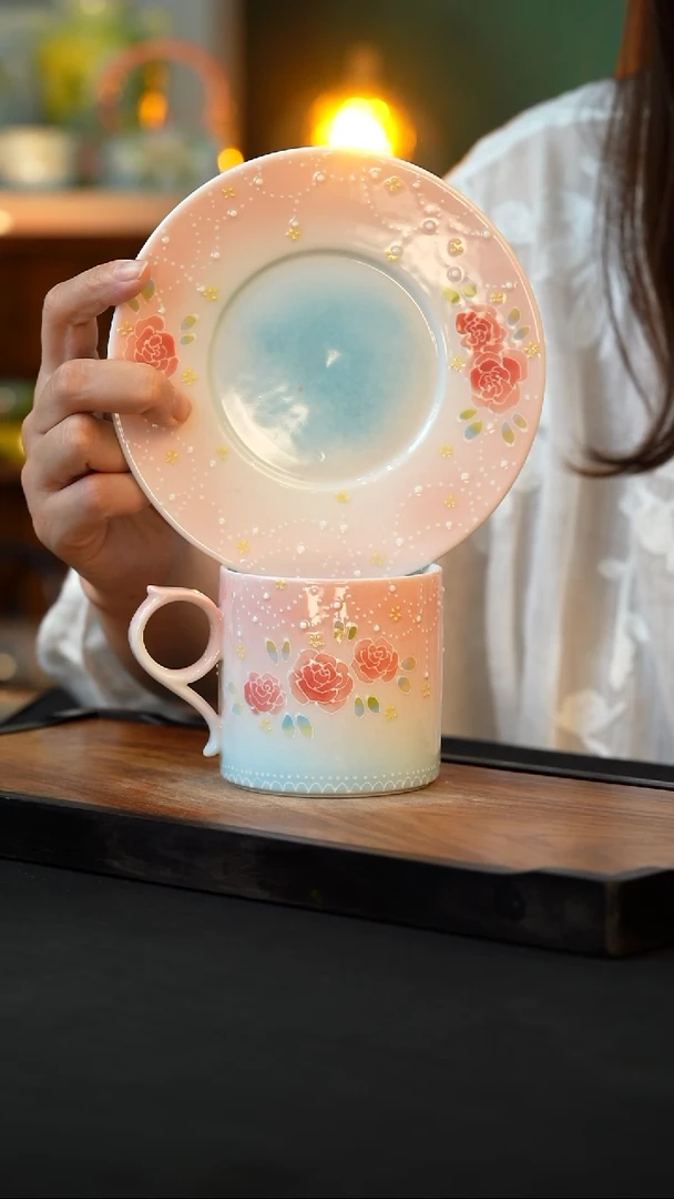 杯手绘心瓷陶瓷浮力