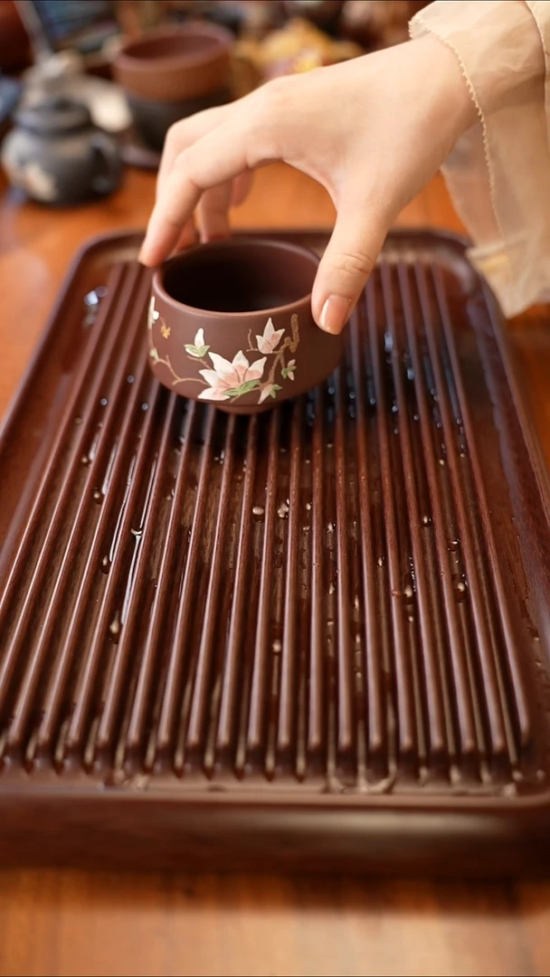 茶壶紫砂紫泥玉兰花杯子