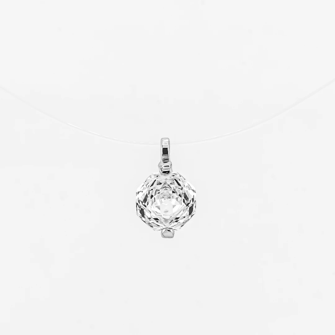 吊坠925银 【玫瑰花切2克拉人鱼之泪】时尚百搭简约女锆石鱼线项链