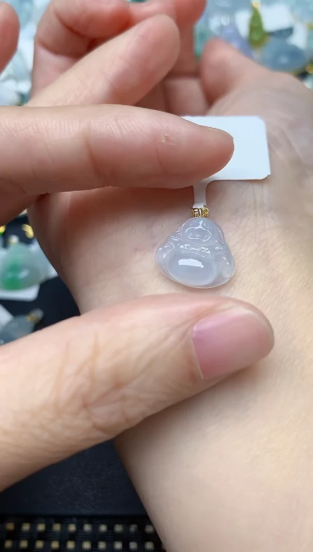 颈饰18K金镶嵌翡翠天然缅甸A货翡翠