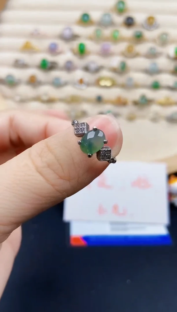 翡翠戒指银S925镶嵌21