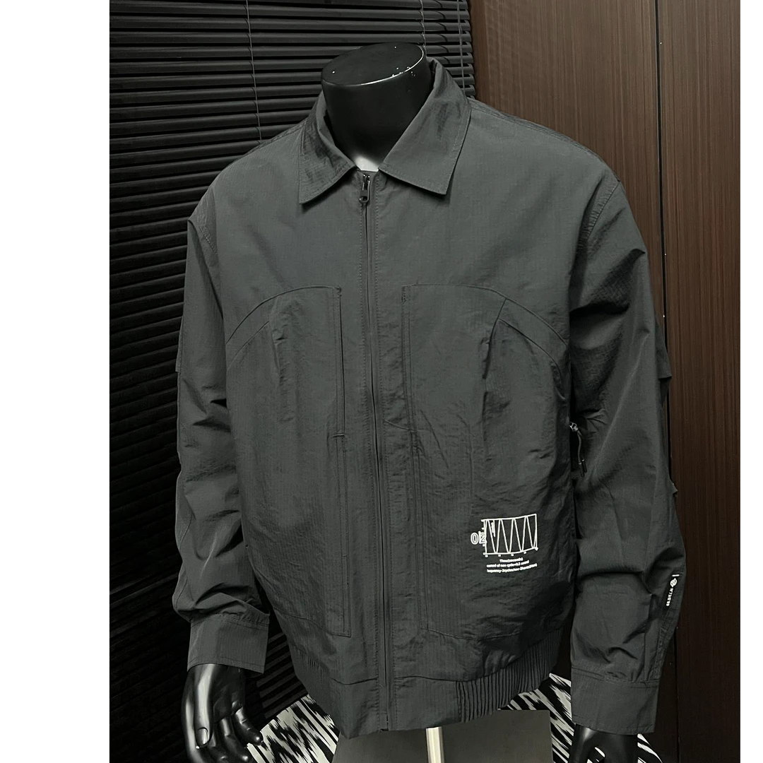 【koztun】春季夹克2801翻领男士休闲时尚百搭潮简约拼接纯色春款