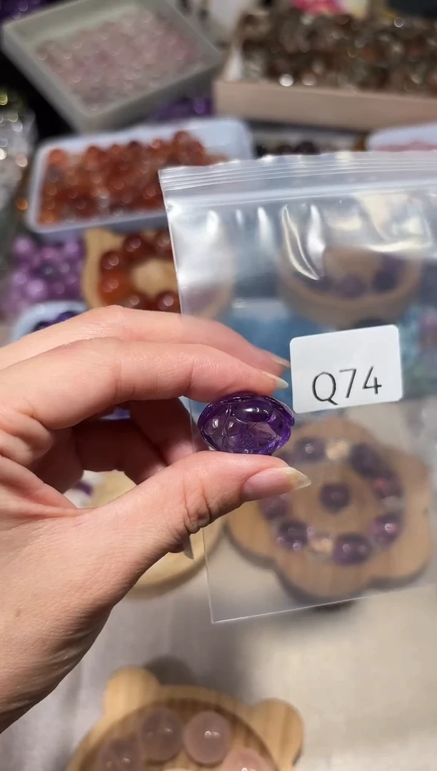 水晶手串未镶嵌大*展Q74紫水晶花花单颗拍3