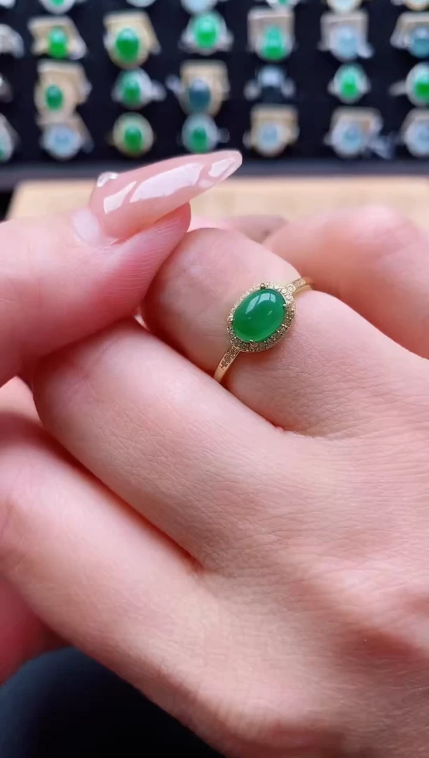 银S925镶嵌戒指翡翠1