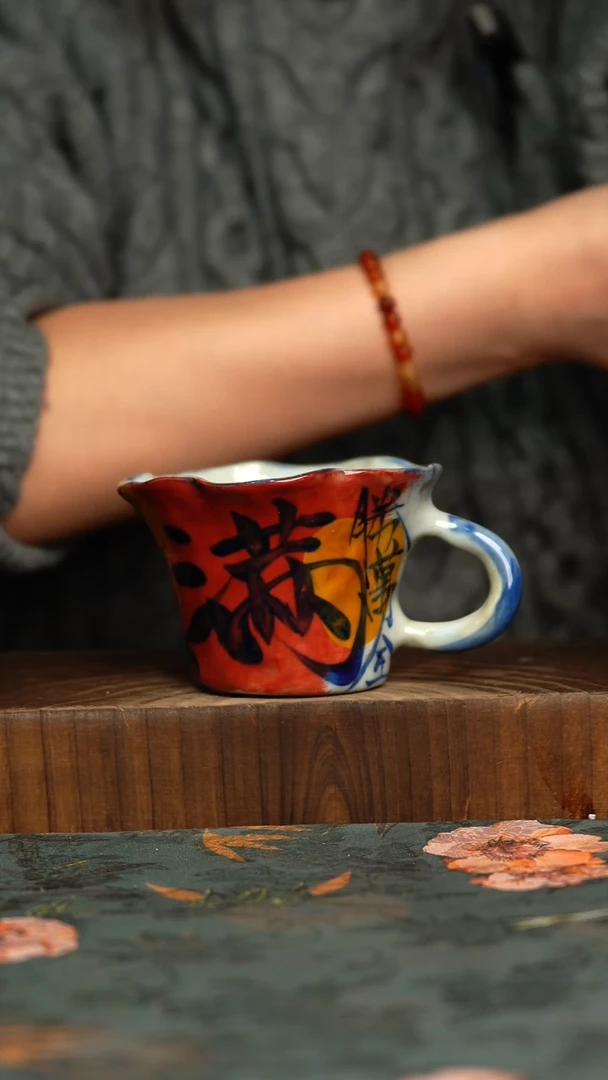 杯釉下彩手工手绘同款陶器