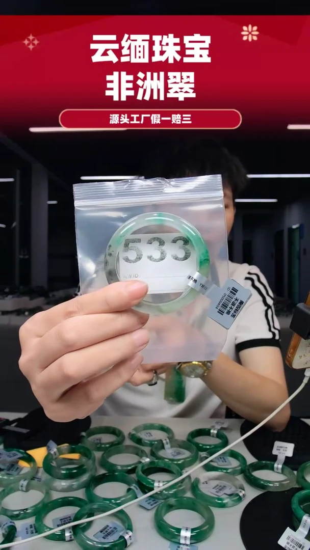 未镶嵌手镯石英质玉（非洲翠）51圈口533