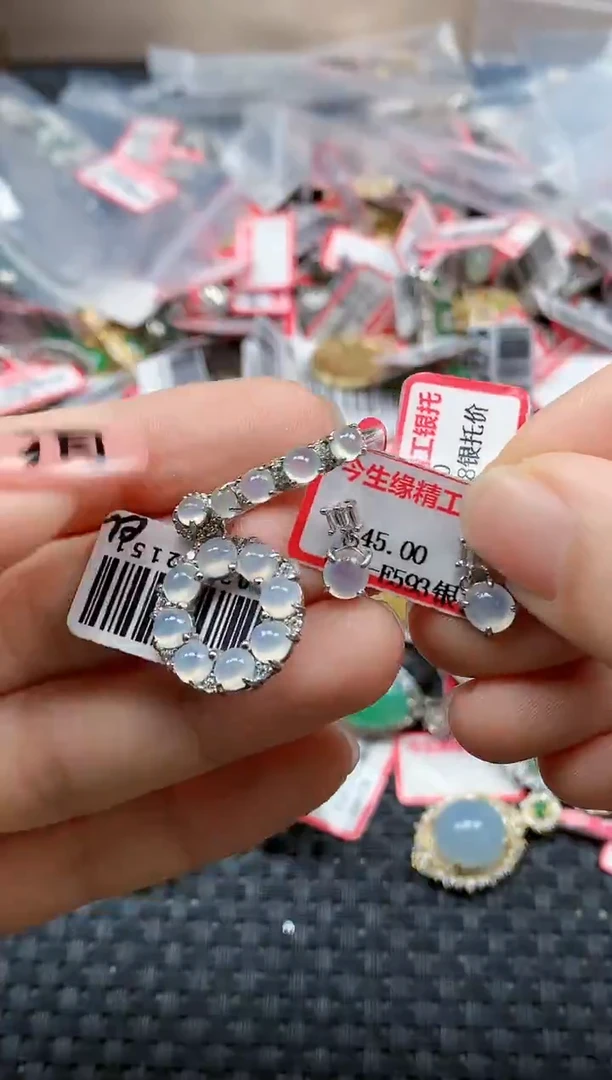 银S925镶嵌戒指翡翠天然A货缅甸翡翠