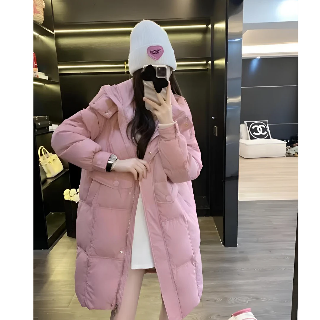 TY[现货] 清货!! 爆款! 【国标鸭绒】M扣长款时尚百搭女冬季羽绒服