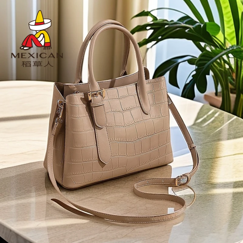 稻草人包包女手提包鳄鱼纹中年妈妈包女士斜挎包送老婆母亲节女包