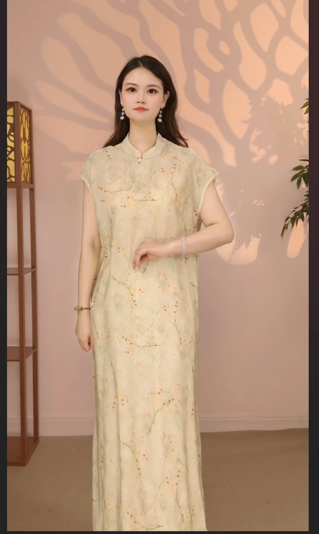 玺秀坊【枝上春】月亮袖264新款夏季女装连衣裙新中式气质百搭