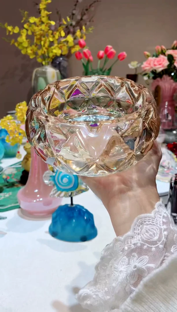 【闪购商品】琉璃手工艺品小号金色烟灰缸