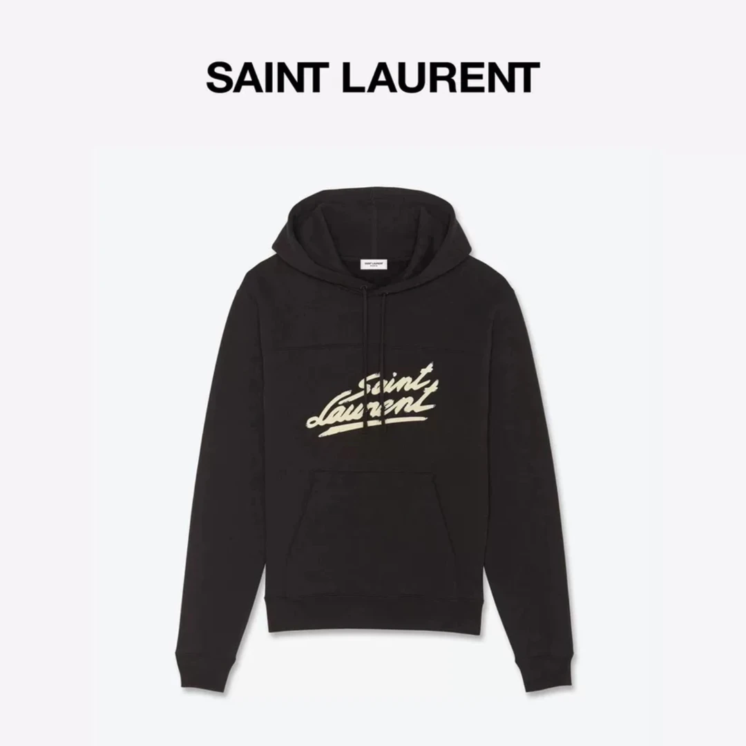 未使用 YSL/圣罗兰 YSL圣罗兰 Logo印花抽绳连帽卫衣 M-XXL